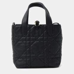 Pre Owned Christian Dior Toujours Vertical Small Tote Bag In Black Calfskin