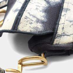Pre Owned Christian Dior Dior Saddle Bag Canvas Handbag Navy/Multicolor