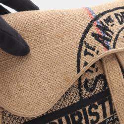 Pre Owned Christian Dior Dior Saddle Bag Shoulder Raffia Beige