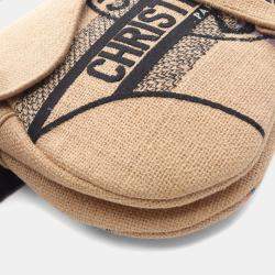 Pre Owned Christian Dior Dior Saddle Bag Shoulder Raffia Beige