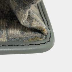 Pre Owned Christian Dior Dior Cd Logo Montaigne Oblique Green/Grey Canvas Leather Shoulder Bag