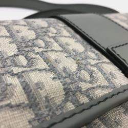 Pre Owned Christian Dior Dior Cd Logo Montaigne Oblique Green/Grey Canvas Leather Shoulder Bag
