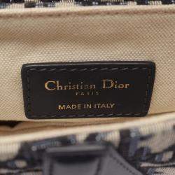 Pre Owned Christian Dior Dior Saddle Mini Oblique Handbag In Canvas And Leather Beige Blue Or Black