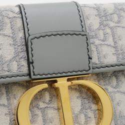 Pre Owned Christian Dior Dior 30 Handbag Montaigne Oblique Shoulder Bag Jacquard Gray
