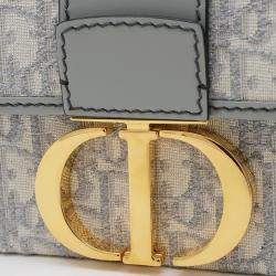 Pre Owned Christian Dior Dior 30 Handbag Montaigne Oblique Shoulder Bag Jacquard Gray