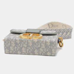 Pre Owned Christian Dior Dior 30 Handbag Montaigne Oblique Shoulder Bag Jacquard Gray