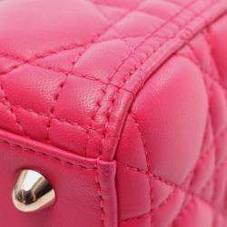 Pre Owned Christian Dior Dior Lady Large Cannage Pink Leather Handbag 