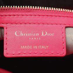 Pre Owned Christian Dior Dior Lady Large Cannage Pink Leather Handbag 