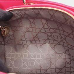 Pre Owned Christian Dior Dior Lady Large Cannage Pink Leather Handbag 