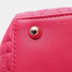 Pre Owned Christian Dior Dior Lady Large Cannage Pink Leather Handbag 