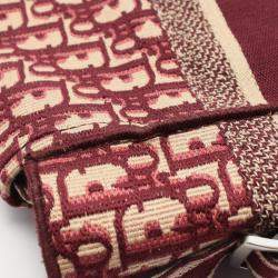 Pre Owned Christian Dior Dior Camp Oblique Shoulder Bag Canvas Bordeaux/Beige
