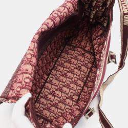 Pre Owned Christian Dior Dior Camp Oblique Shoulder Bag Canvas Bordeaux/Beige