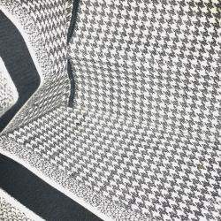 Pre Owned Christian Dior Dior Houndstooth Embroidered Book Tote Canvas Shoulder Bag In White/Black