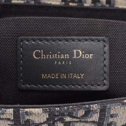 Pre Owned Christian Dior Dior 30 Montaigne Oblique Shoulder Bag Canvas And Leather Beige Navy Black