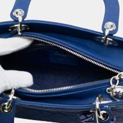 Pre Owned Dior Blue Medium Lambskin Cannage Lady Dior
