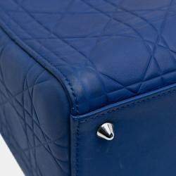 Pre Owned Dior Blue Medium Lambskin Cannage Lady Dior