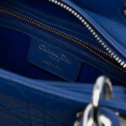 Pre Owned Dior Blue Medium Lambskin Cannage Lady Dior