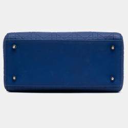 Pre Owned Dior Blue Medium Lambskin Cannage Lady Dior