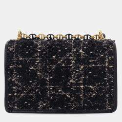 Pre Owned Dior Black Mini Tweed Macrocannage Miss Caro Bag