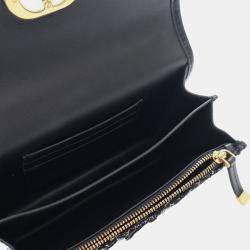 Pre Owned Dior Black Mini Tweed Macrocannage Miss Caro Bag