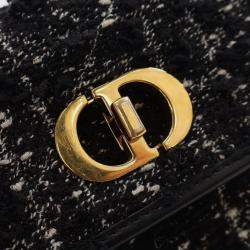 Pre Owned Dior Black Mini Tweed Macrocannage Miss Caro Bag