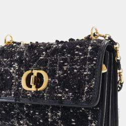 Pre Owned Dior Black Mini Tweed Macrocannage Miss Caro Bag
