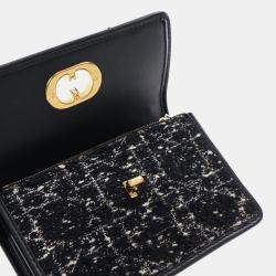 Pre Owned Dior Black Mini Tweed Macrocannage Miss Caro Bag
