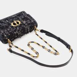 Pre Owned Dior Black Mini Tweed Macrocannage Miss Caro Bag