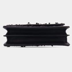 Pre Owned Dior Black Mini Tweed Macrocannage Miss Caro Bag