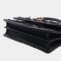 Pre Owned Dior Black Mini Tweed Macrocannage Miss Caro Bag