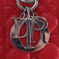Pre Owned Dior Red Medium Lambskin Cannage Lady Dior
