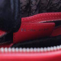 Pre Owned Dior Red Medium Lambskin Cannage Lady Dior