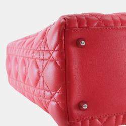 Pre Owned Dior Red Medium Lambskin Cannage Lady Dior