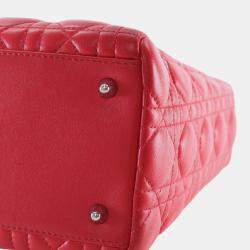 Pre Owned Dior Red Medium Lambskin Cannage Lady Dior