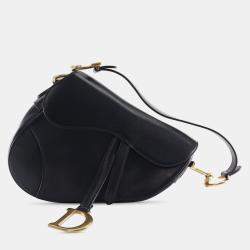 Pre Owned Dior Black Smooth Calfskin Saddle Bag