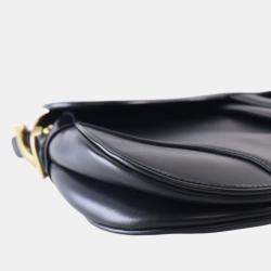 Pre Owned Dior Black Smooth Calfskin Saddle Bag