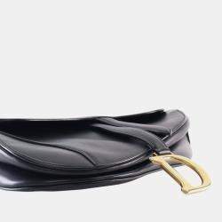 Pre Owned Dior Black Smooth Calfskin Saddle Bag
