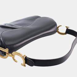 Pre Owned Dior Black Smooth Calfskin Saddle Bag