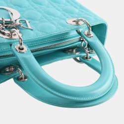 Pre Owned Dior Blue Medium Lambskin Cannage Lady Dior