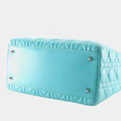 Pre Owned Dior Blue Medium Lambskin Cannage Lady Dior
