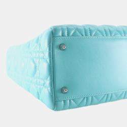 Pre Owned Dior Blue Medium Lambskin Cannage Lady Dior