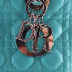 Pre Owned Dior Blue Medium Lambskin Cannage Lady Dior