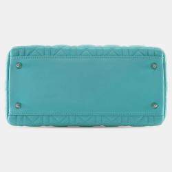 Pre Owned Dior Blue Medium Lambskin Cannage Lady Dior