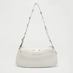 Pre Owned Dior White Leather Street Chic Columbus Avenue Shoulder Bag