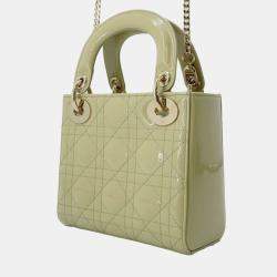Pre Owned Dior Green Mini Patent Cannage Lady Dior