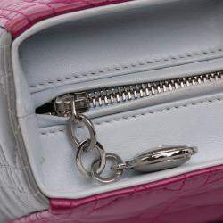 Pre Owned Dior Pink Large Bicolor Lambskin Cannage Lady Dior