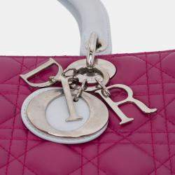 Pre Owned Dior Pink Large Bicolor Lambskin Cannage Lady Dior