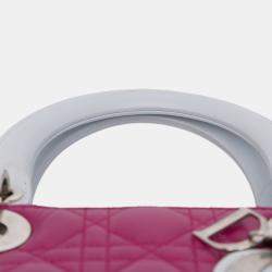 Pre Owned Dior Pink Large Bicolor Lambskin Cannage Lady Dior