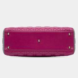 Pre Owned Dior Pink Large Bicolor Lambskin Cannage Lady Dior