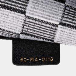 Pre Owned Dior Black White Large Embroidered Canvas Checkered Book Tote
